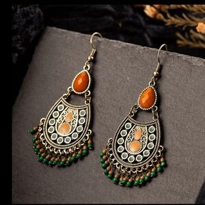 Boho Tassel Drop Chandelier Earrings NWT